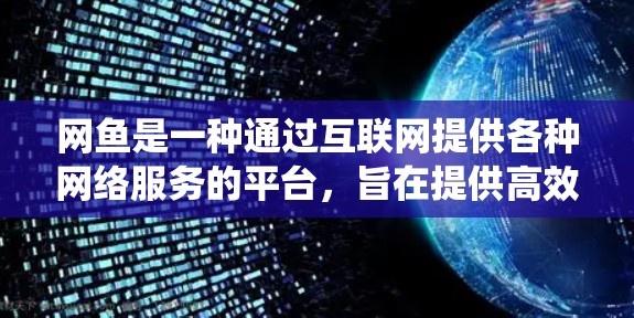 网鱼是一种通过互联网提供各种网络服务的平台,旨在提供高效、便捷的上网体验。以下是对网鱼的系统性总结